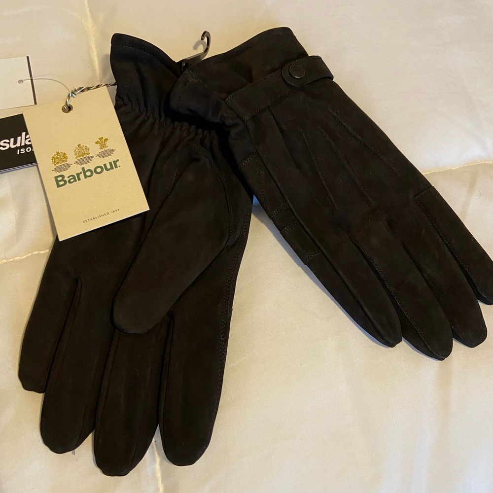 Barbour Black Leather Gloves